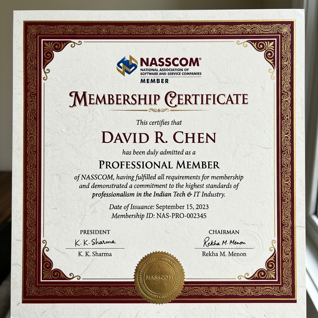 NASSCOM Certificate of Membership