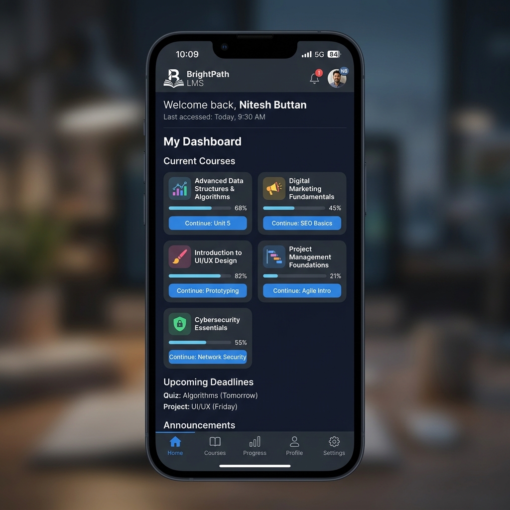 LMS Mobile App Mockup